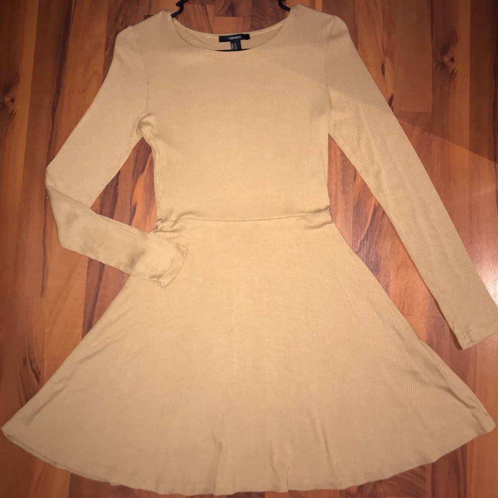 Beige/Tan Long Sleeve Dress